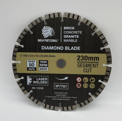TARCZA DIAMENTOWA 230mm 25,4/22,23 SEGMENT TURBO CUT INDIAN PROFESSIONAL