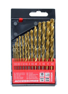 AWTOOLS WIERTŁO METAL TYTAN KPL. 13szt./1,5-6,5mm/