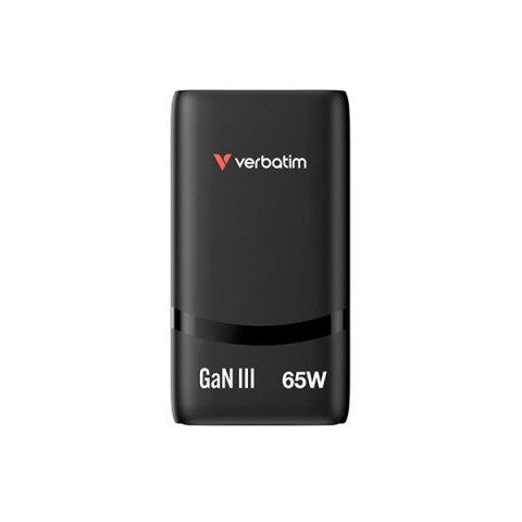 Verbatim Fold ,n, Go, Ładowarka sieciowa GaN 2 USB-C PD 3.0, czarna, 65W, wtyczka EU