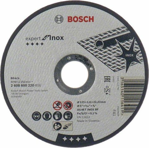 BOSCH TARCZA METAL 125mm x 1,6mm x 22mm EXPERT FOR INOX