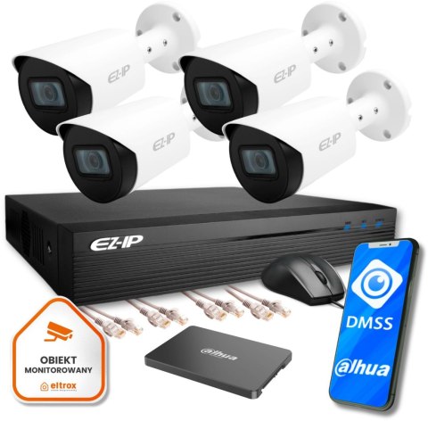Zestaw do monitoringu kompletny 4 kamer FullHD EZ-IP by Dahua