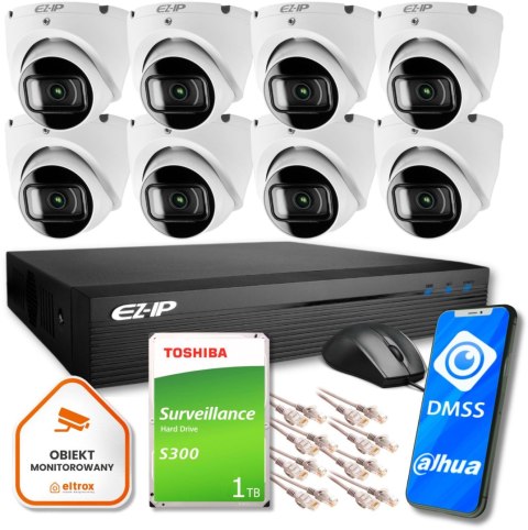 Zestaw monitoringu IP Pro 8T EZ-IP by Dahua 8 kamer 2K 1TB EZI-T140-F2